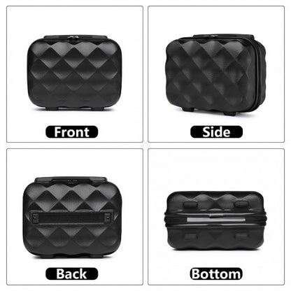 Easy Luggage K2395L - British Traveller 13 Inch Ultralight ABS And Polycarbonate Vanity Case - Black