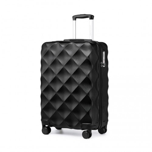 Easy Luggage K2395L - British Traveller 20 Inch Ultralight ABS And Polycarbonate Bumpy Diamond Suitcase With TSA Lock - Black