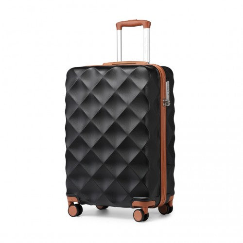 Easy Luggage K2395L - British Traveller 20 Inch Ultralight ABS And Polycarbonate Bumpy Diamond Suitcase With TSA Lock - Black And Brown