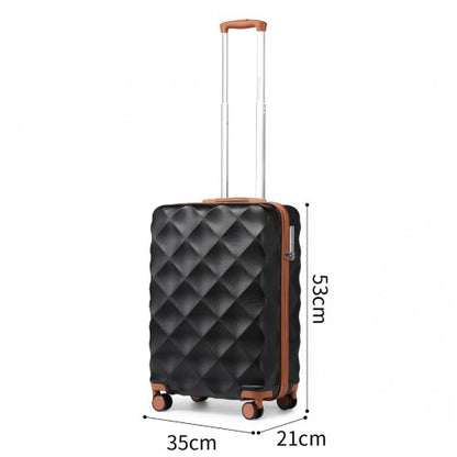 Easy Luggage K2395L - British Traveller 20 Inch Ultralight ABS And Polycarbonate Bumpy Diamond Suitcase With TSA Lock - Black And Brown