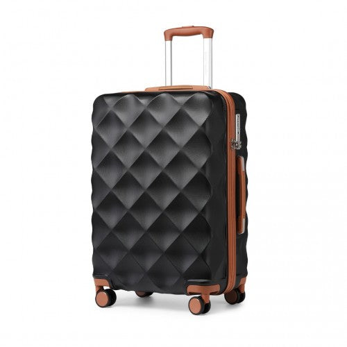 Easy Luggage K2395L - British Traveller 28 Inch Ultralight ABS And Polycarbonate Bumpy Diamond Suitcase With TSA Lock - Black And Brown