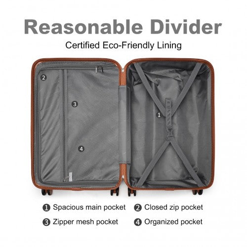 Easy Luggage K2395L - British Traveller 28 Inch Ultralight ABS And Polycarbonate Bumpy Diamond Suitcase With TSA Lock - Black And Brown