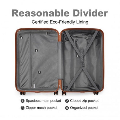 Easy Luggage K2395L - British Traveller 28 Inch Ultralight ABS And Polycarbonate Bumpy Diamond Suitcase With TSA Lock - Black And Brown