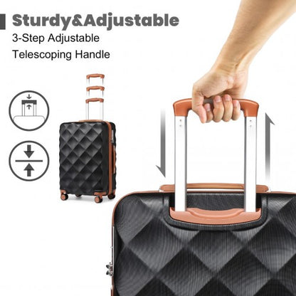 Easy Luggage K2395L - British Traveller 28 Inch Ultralight ABS And Polycarbonate Bumpy Diamond Suitcase With TSA Lock - Black And Brown