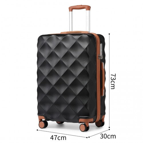 Easy Luggage K2395L - British Traveller 28 Inch Ultralight ABS And Polycarbonate Bumpy Diamond Suitcase With TSA Lock - Black And Brown