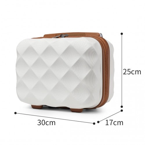 Easy Luggage K2395L - British Traveller 13 Inch Ultralight ABS And Polycarbonate Vanity Case - Cream