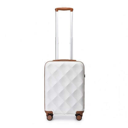 Easy Luggage K2395L - British Traveller 20 Inch Ultralight ABS And Polycarbonate Bumpy Diamond Suitcase With TSA Lock - Cream