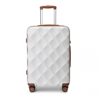 Easy Luggage K2395L - British Traveller 24 Inch Ultralight ABS And Polycarbonate Bumpy Diamond Suitcase With TSA Lock - Cream