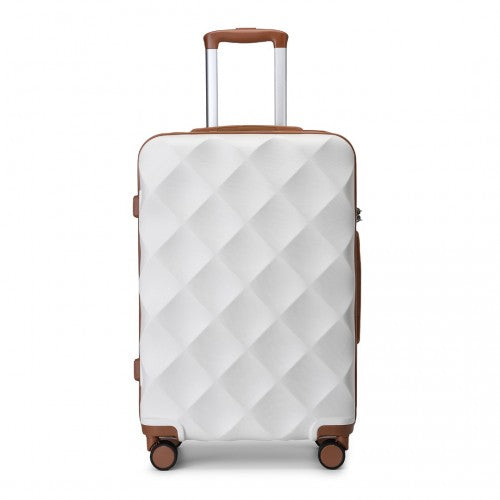 Easy Luggage K2395L - British Traveller 28 Inch Ultralight ABS And Polycarbonate Bumpy Diamond Suitcase With TSA Lock - Cream
