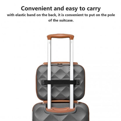Easy Luggage K2395L - British Traveller 13 Inch Ultralight ABS And Polycarbonate Vanity Case - Grey And Brown