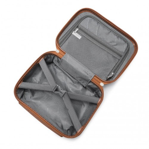 Easy Luggage K2395L - British Traveller 13 Inch Ultralight ABS And Polycarbonate Vanity Case - Grey And Brown