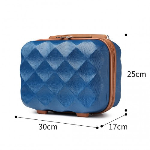 Easy Luggage K2395L - British Traveller 13 Inch Ultralight ABS And Polycarbonate Vanity Case - Navy And Brown