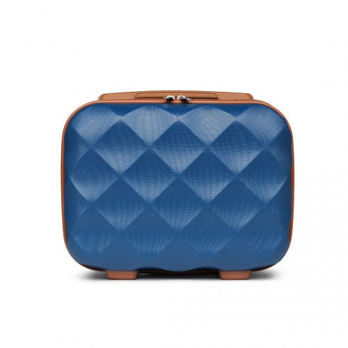 Easy Luggage K2395L - British Traveller 13 Inch Ultralight ABS And Polycarbonate Vanity Case - Navy And Brown