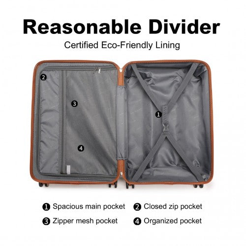 Easy Luggage K2395L - British Traveller 24 Inch Ultralight ABS And Polycarbonate Bumpy Diamond Suitcase With TSA Lock - Navy And Brown