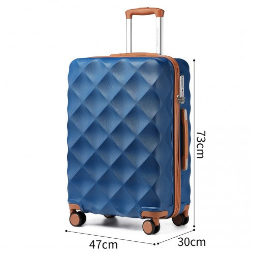 Easy Luggage K2395L - British Traveller 28 Inch Ultralight ABS And Polycarbonate Bumpy Diamond Suitcase With TSA Lock - Navy And Brown