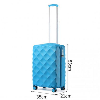 Easy Luggage K2395L - British Traveller 20 Inch Ultralight ABS And Polycarbonate Bumpy Diamond Suitcase With TSA Lock - Blue