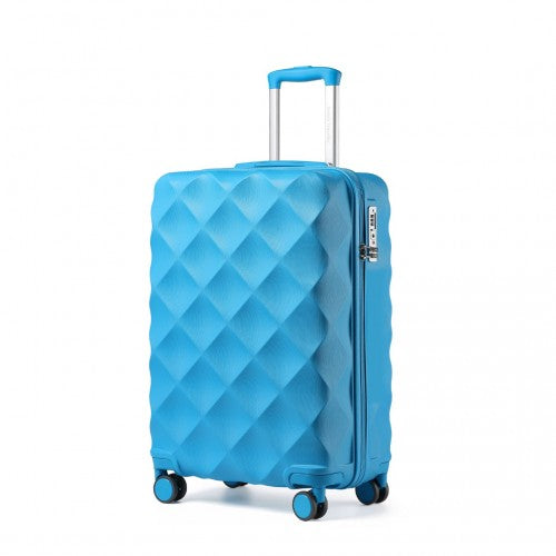 Easy Luggage K2395L - British Traveller 20 Inch Ultralight ABS And Polycarbonate Bumpy Diamond Suitcase With TSA Lock - Blue