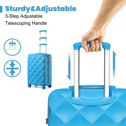 Easy Luggage K2395L - British Traveller 20 Inch Ultralight ABS And Polycarbonate Bumpy Diamond Suitcase With TSA Lock - Blue