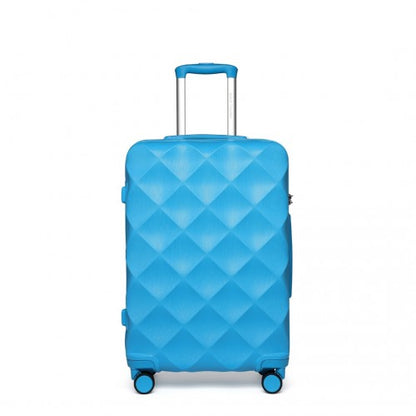 Easy Luggage K2395L - British Traveller 24 Inch Ultralight ABS And Polycarbonate Bumpy Diamond Suitcase With TSA Lock - Blue