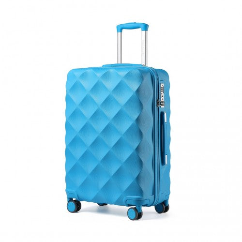 Easy Luggage K2395L - British Traveller 24 Inch Ultralight ABS And Polycarbonate Bumpy Diamond Suitcase With TSA Lock - Blue