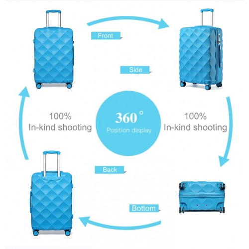 Easy Luggage K2395L - British Traveller 24 Inch Ultralight ABS And Polycarbonate Bumpy Diamond Suitcase With TSA Lock - Blue