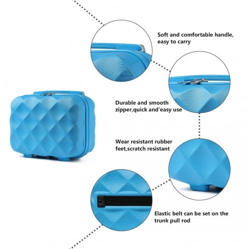 Easy Luggage K2395L - British Traveller 13 Inch Ultralight ABS And Polycarbonate Vanity Case - Blue