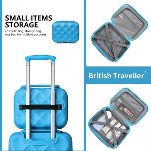 Easy Luggage K2395L - British Traveller 13 Inch Ultralight ABS And Polycarbonate Vanity Case - Blue