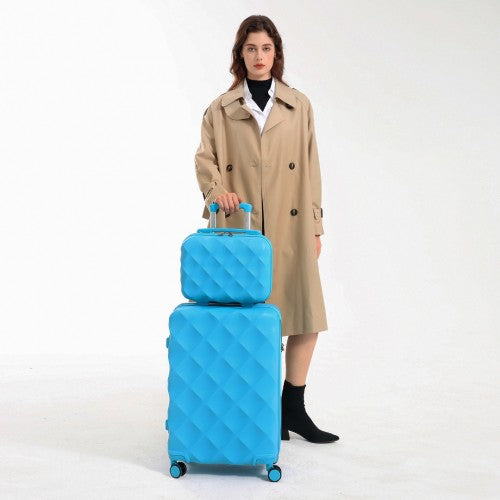 Easy Luggage K2395L - British Traveller 13 Inch Ultralight ABS And Polycarbonate Vanity Case - Blue