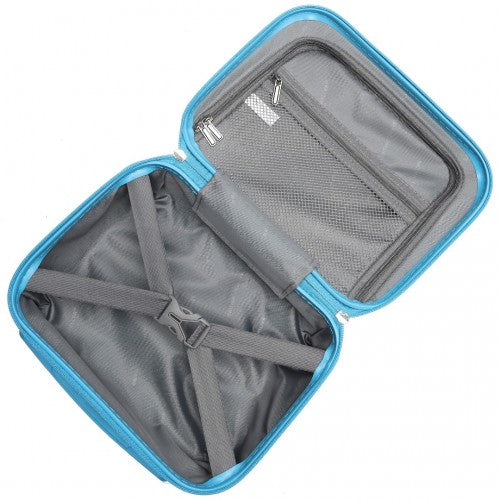 Easy Luggage K2395L - British Traveller 13 Inch Ultralight ABS And Polycarbonate Vanity Case - Blue