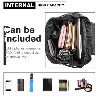 Easy Luggage L1414 - Miss Lulu Skull Studded Backpack Shoulder Bag - Black
