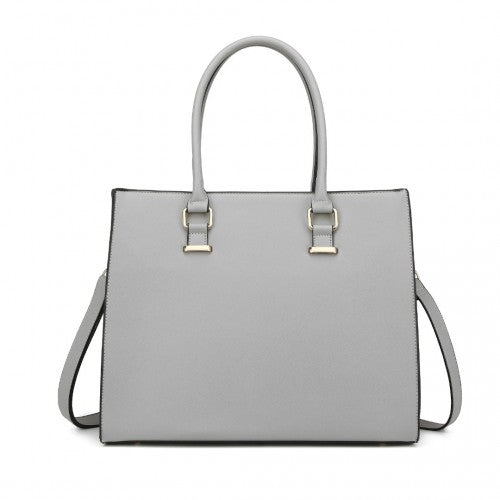 Easy Luggage L1509-1 - Miss Lulu Leather Look Classic Square Shoulder Bag - Grey