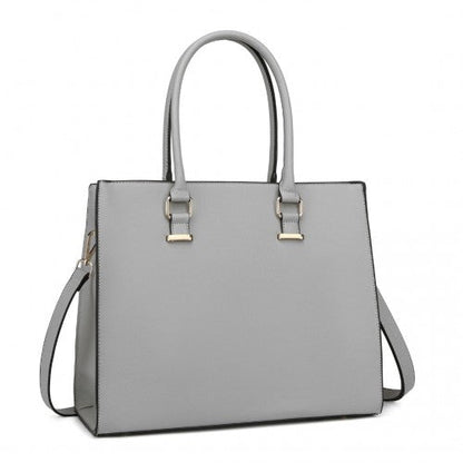 Easy Luggage L1509-1 - Miss Lulu Leather Look Classic Square Shoulder Bag - Grey
