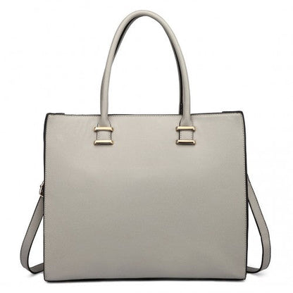 Easy Luggage L1509 - Miss Lulu Leather Look Classic Square Shoulder Bag Grey