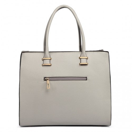 Easy Luggage L1509 - Miss Lulu Leather Look Classic Square Shoulder Bag Grey