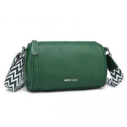 Easy Luggage L2309 - Miss Lulu Lightweight Wide Strap Genuine Leather Crossbody Bag - Green