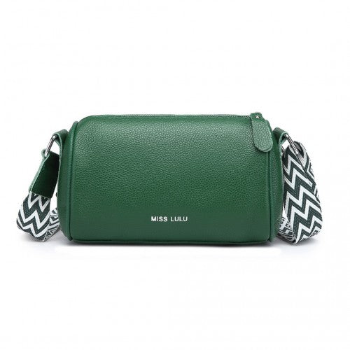 Easy Luggage L2309 - Miss Lulu Lightweight Wide Strap Genuine Leather Crossbody Bag - Green