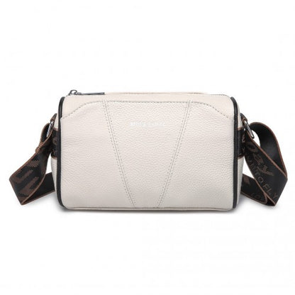 Easy Luggage L2310 - Miss Lulu Simple And Elegant Wide Strap Genuine Leather Crossbody Bag - Beige