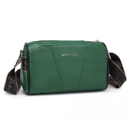 Easy Luggage L2310 - Miss Lulu Simple And Elegant Wide Strap Genuine Leather Crossbody Bag - Green