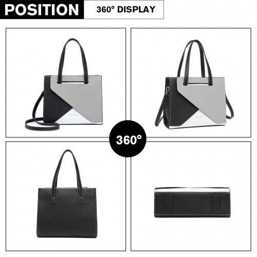 Easy Luggage LB2008 - Miss Lulu Contrast Panel Shoulder Bag - Grey