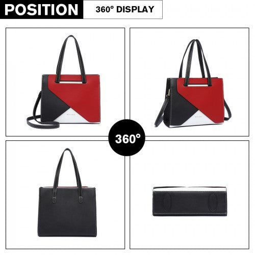 Easy Luggage LB2008 - Miss Lulu Contrast Panel Shoulder Bag - Red