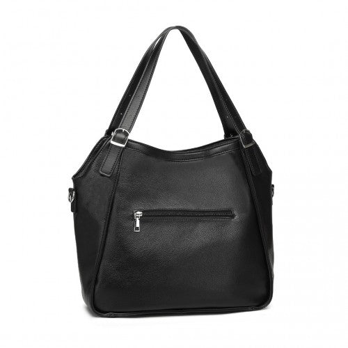 Easy Luggage LB2317 - Miss Lulu Casual Shoulder Bag With Stylish Pleated Design - Black