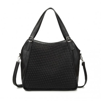 Easy Luggage LB2317 - Miss Lulu Casual Shoulder Bag With Stylish Pleated Design - Black