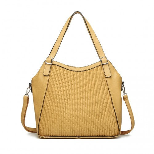 Easy Luggage LB2317 - Miss Lulu Casual Shoulder Bag With Stylish Pleated Design - Yellow