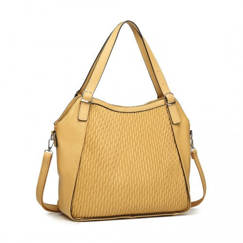 Easy Luggage LB2317 - Miss Lulu Casual Shoulder Bag With Stylish Pleated Design - Yellow