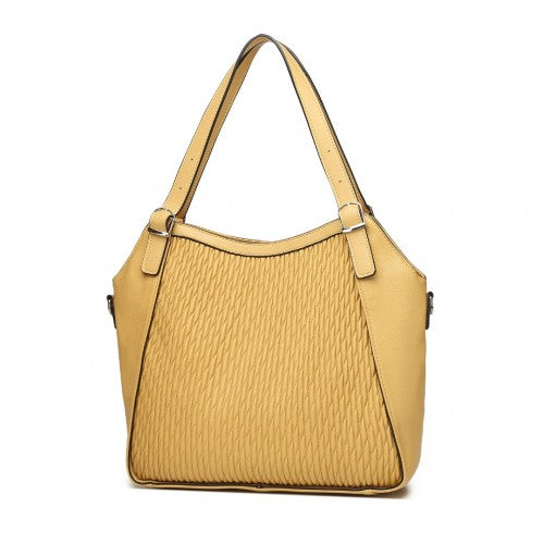 Easy Luggage LB2317 - Miss Lulu Casual Shoulder Bag With Stylish Pleated Design - Yellow