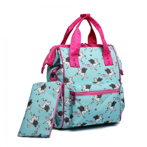 Easy Luggage LB6896 - Miss Lulu Child's Unicorn Backpack with Pencil Case - Blue