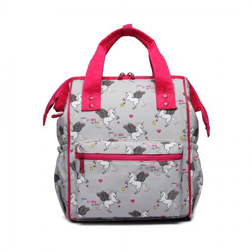 Easy Luggage LB6896 - Miss Lulu Child's Unicorn Backpack with Pencil Case - Grey