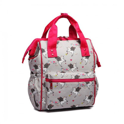 Easy Luggage LB6896 - Miss Lulu Child's Unicorn Backpack with Pencil Case - Grey