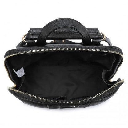 Easy Luggage LD2249 - Miss Lulu 3 Piece Elegant Leather Backpack Set - Black