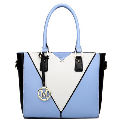Easy Luggage LG1641 - Miss Lulu Leather Look V-Shape Shoulder Handbag - Blue